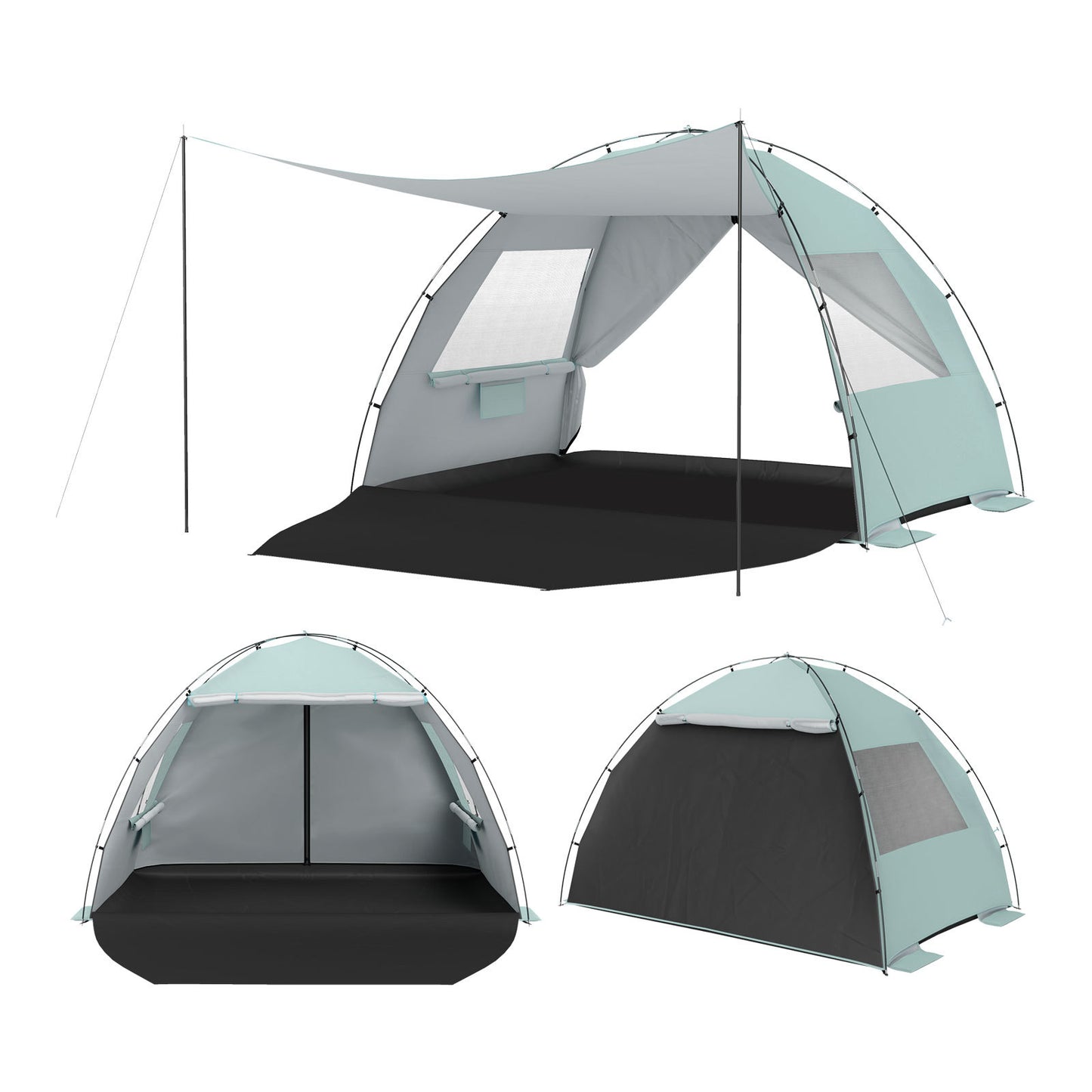 Beach Tent Sun Shelter with Canopy Carry Bag for 3-4 Person-Green