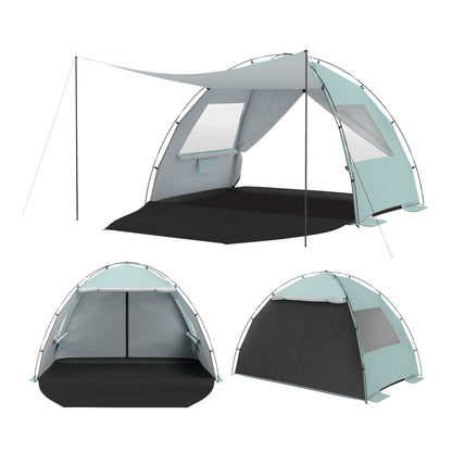 Beach Tent Sun Shelter with Canopy Carry Bag for 3-4 Person-Green