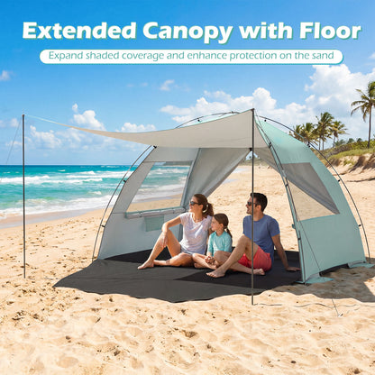 Beach Tent Sun Shelter with Canopy Carry Bag for 3-4 Person-Green
