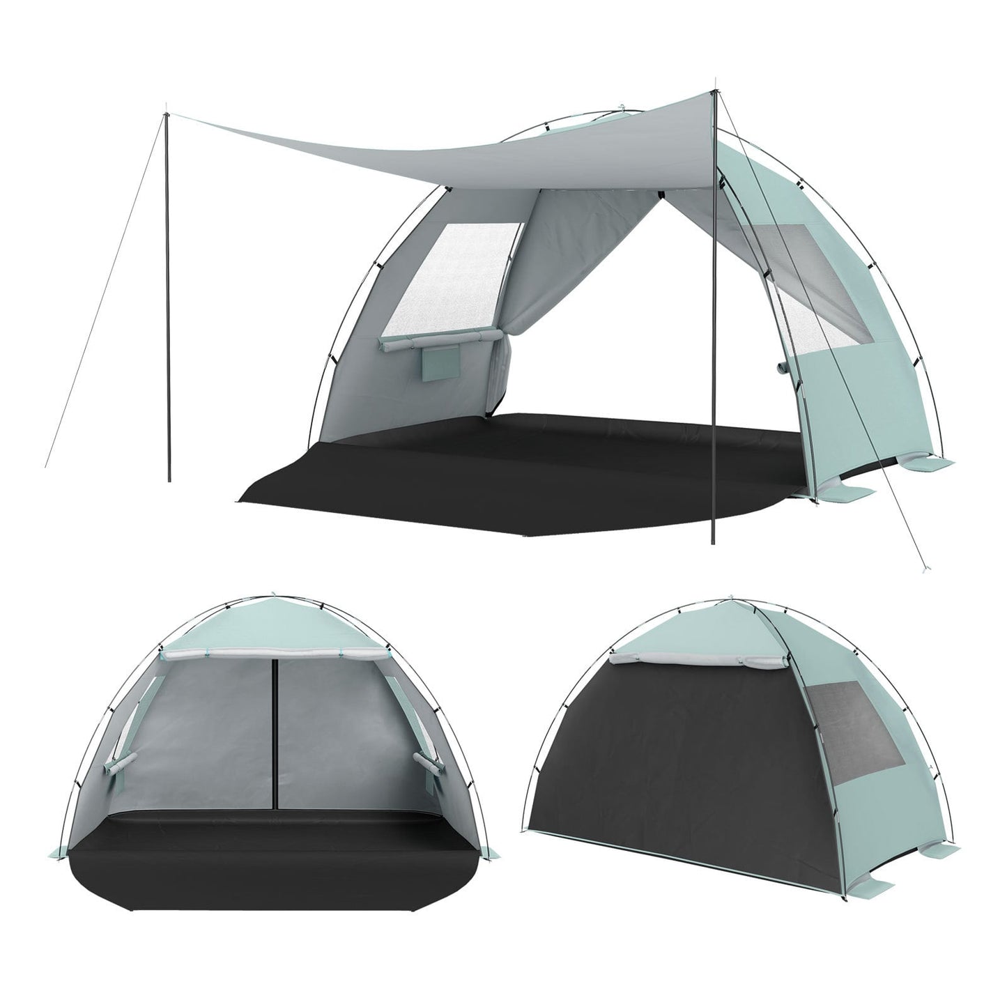 Beach Tent Sun Shelter with Canopy Carry Bag for 5-6 Person-Green