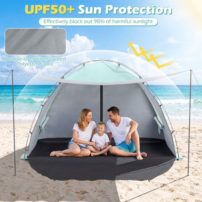 Beach Tent Sun Shelter with Canopy Carry Bag for 5-6 Person-Green