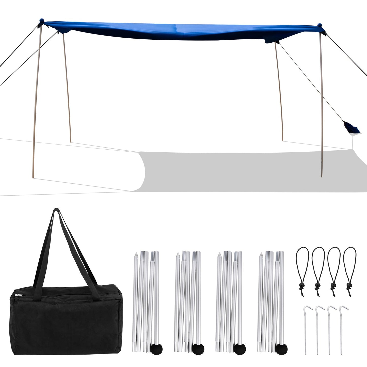 Beach Canopy Shields 300 x 300 cm Beach Tent Sun Shelter Fit 6-8 People-Blue