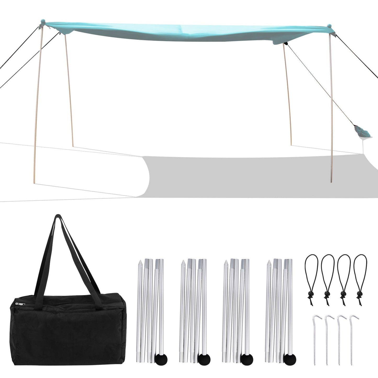 Beach Canopy Shields 300 x 300 cm Beach Tent Sun Shelter Fit 6-8 People-Green