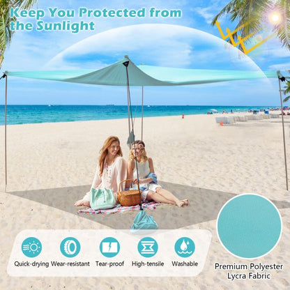 Beach Canopy Shields 300 x 300 cm Beach Tent Sun Shelter Fit 6-8 People-Green