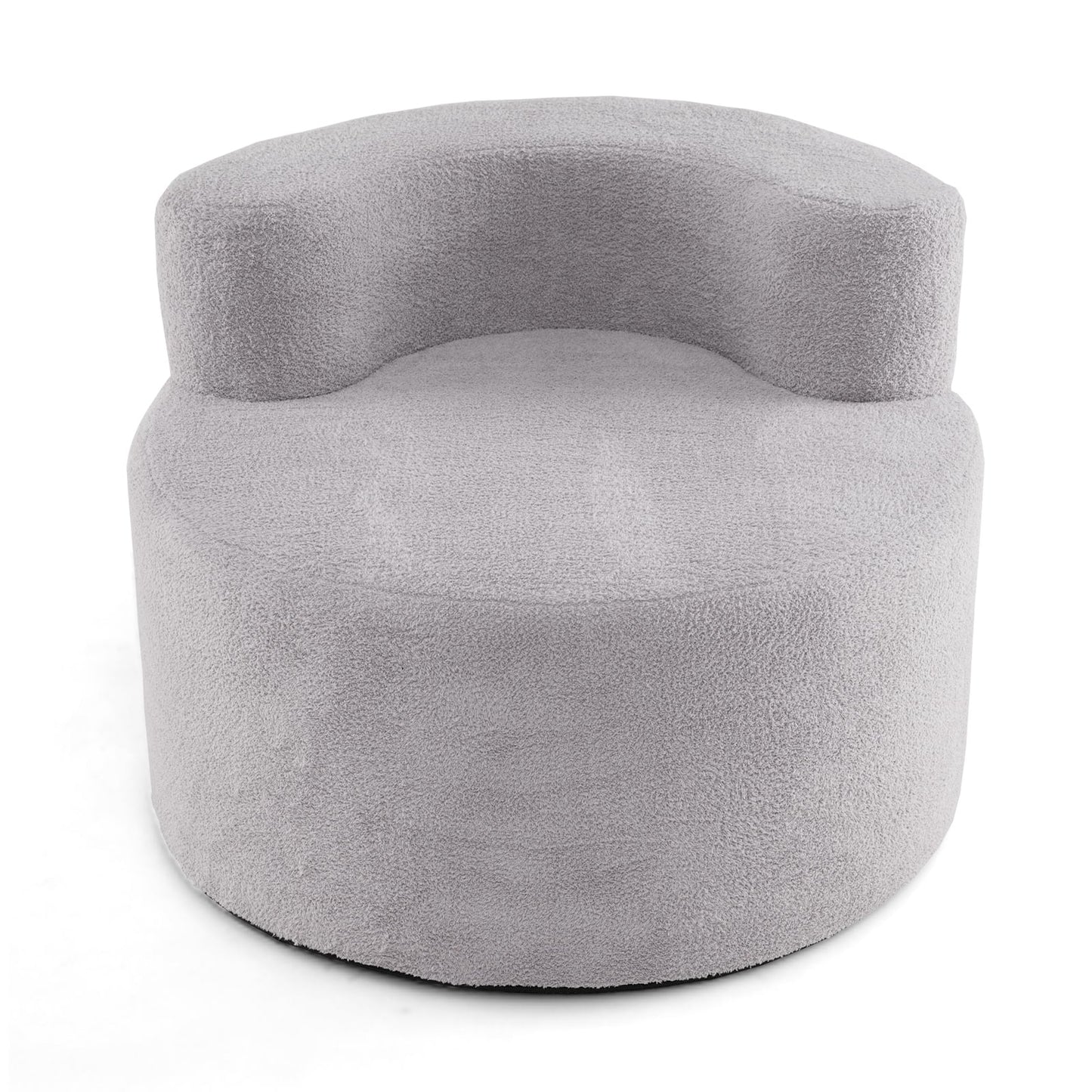 Bean Bag Chair with Soft Teddy Fleece and Curved Backrest-Grey