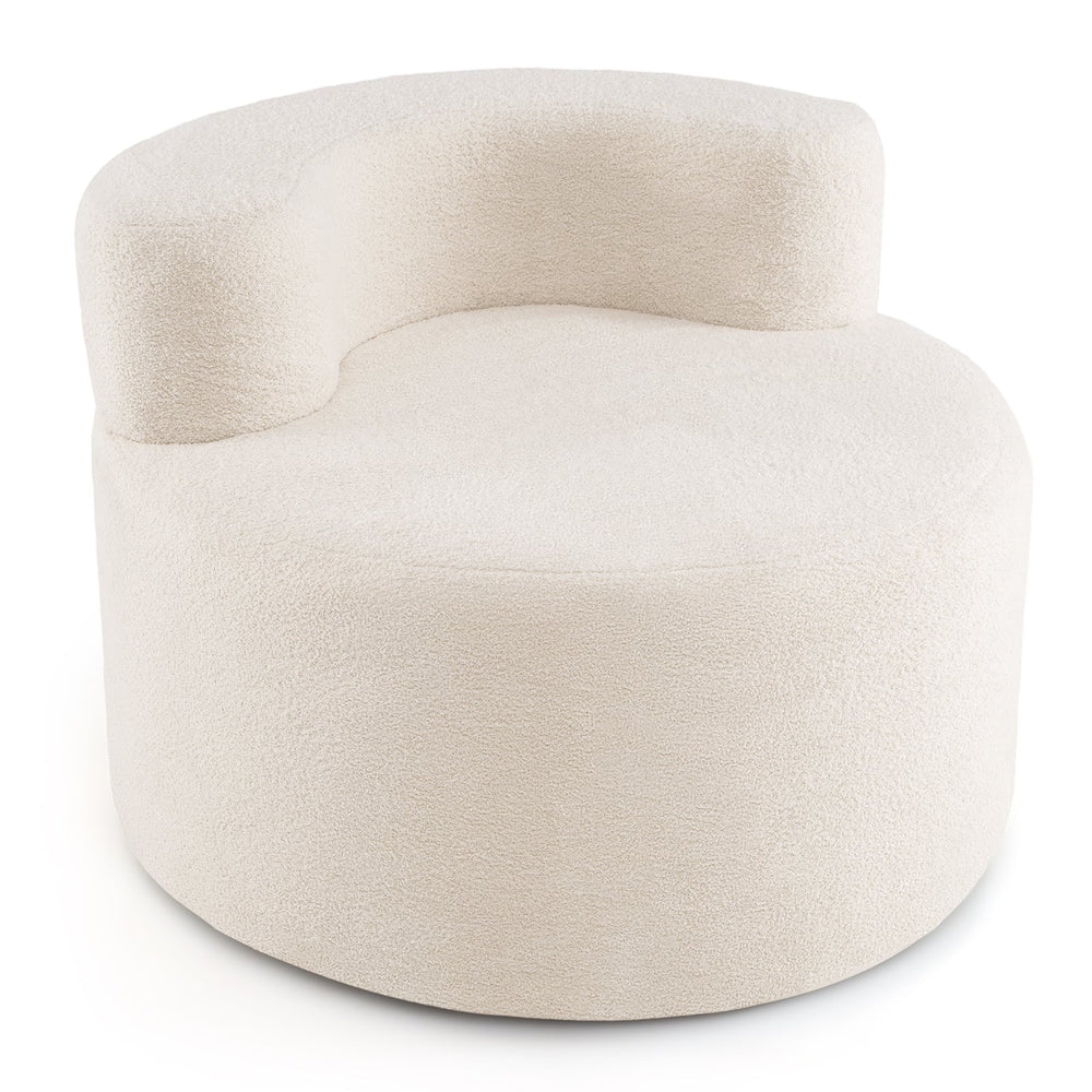 Bean Bag Chair with Soft Teddy Fleece and Curved Backrest-White