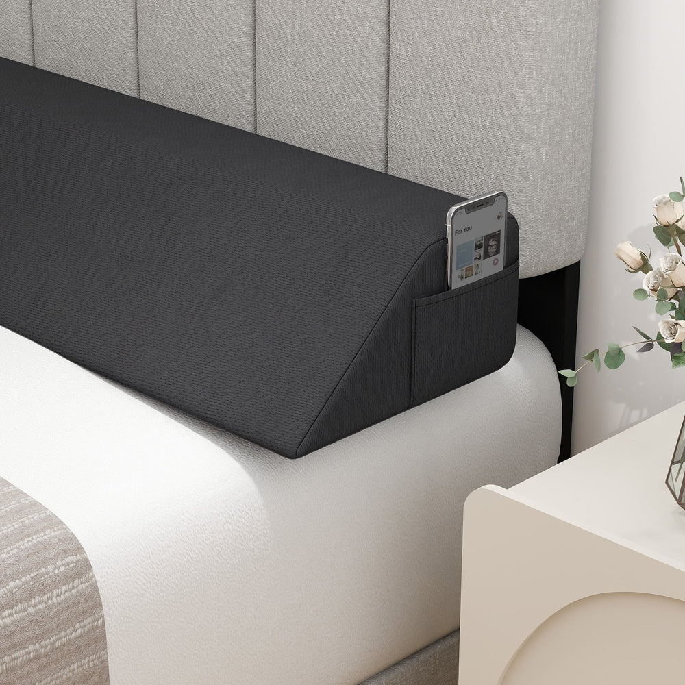 Bed Wedge Pillow  with 2 Storage Pockets-Queen Size
