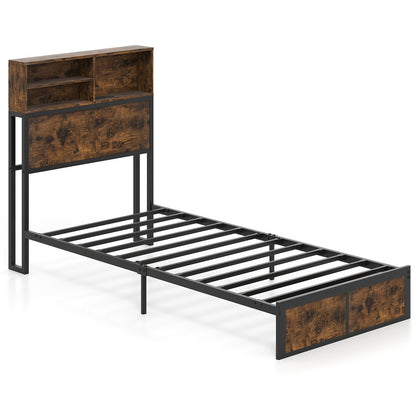 King/Double Size Bed Frame with Charging Station and Storage Headboard-Single Size