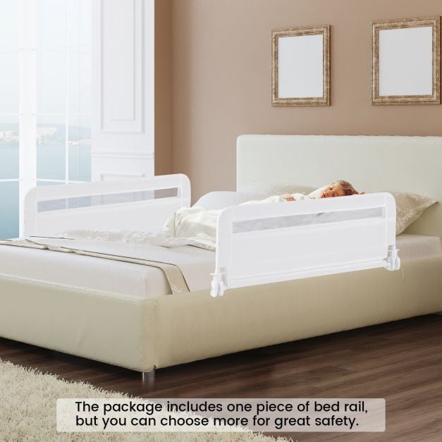 100 CM/120 CM Foldable Baby Bed Rail with Removable Washable Cover and Safety Strap-White-100 cm