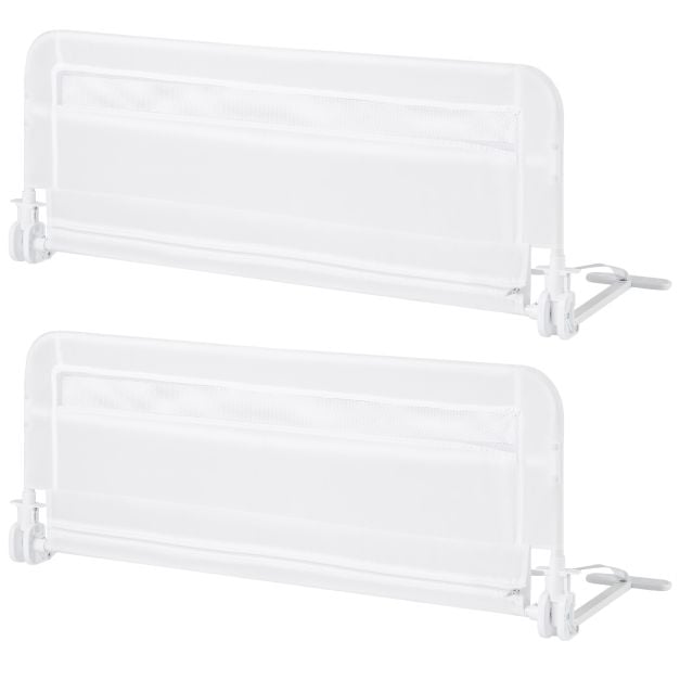 100 CM/120 CM Foldable Baby Bed Rail with Removable Washable Cover and Safety Strap-White-100 cm