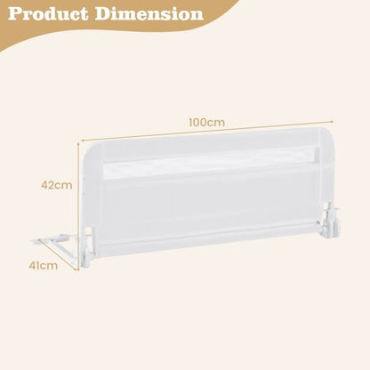 100 CM/120 CM Foldable Baby Bed Rail with Removable Washable Cover and Safety Strap-White-100 cm