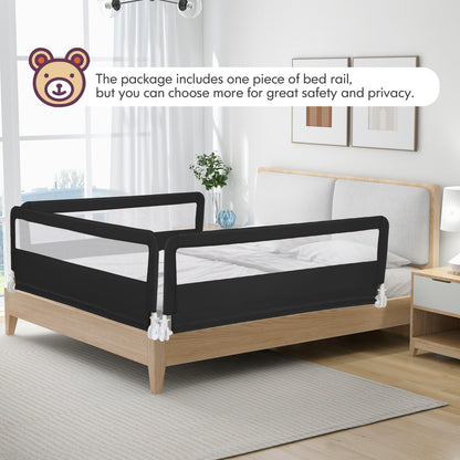 150CM Foldable Baby Bed Rail Guard with Washable Cover and Safety Strap-Black