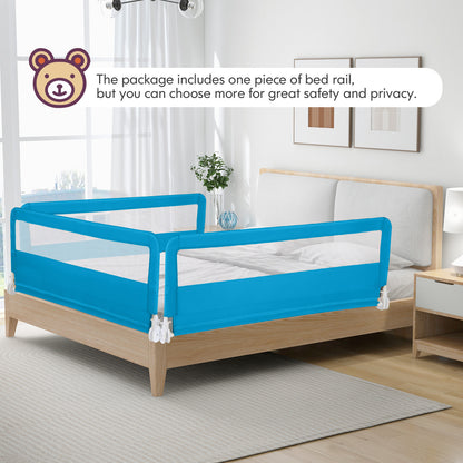 150CM Foldable Baby Bed Rail Guard with Washable Cover and Safety Strap-Blue