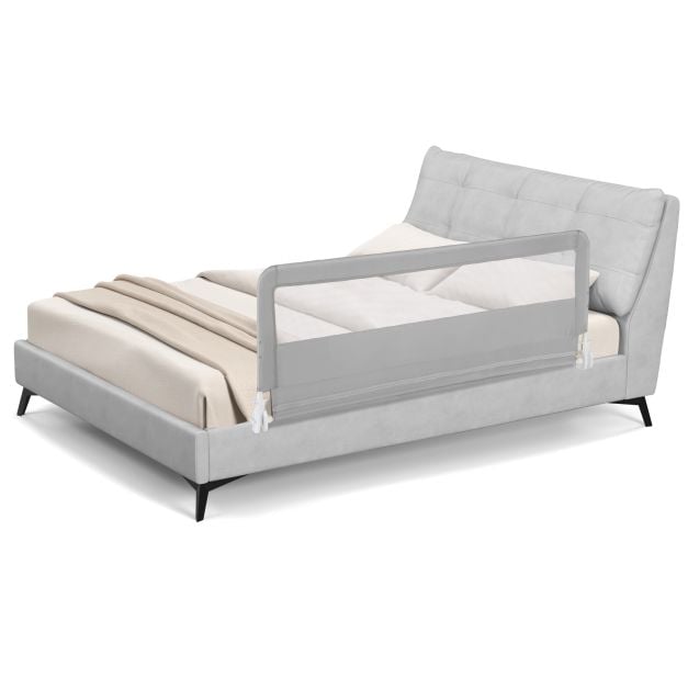 150CM Foldable Baby Bed Rail Guard with Washable Cover and Safety Strap-Silver