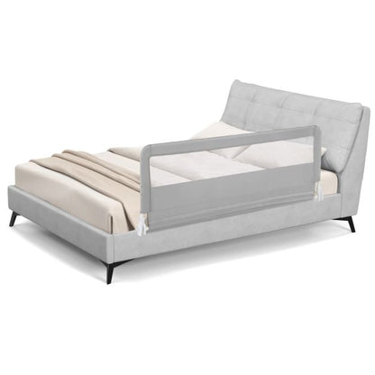 150CM Foldable Baby Bed Rail Guard with Washable Cover and Safety Strap-Silver