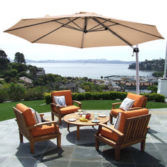 3.3m Patio Cantilever Umbrella with Tilting Adjustment and Cross base-Beige