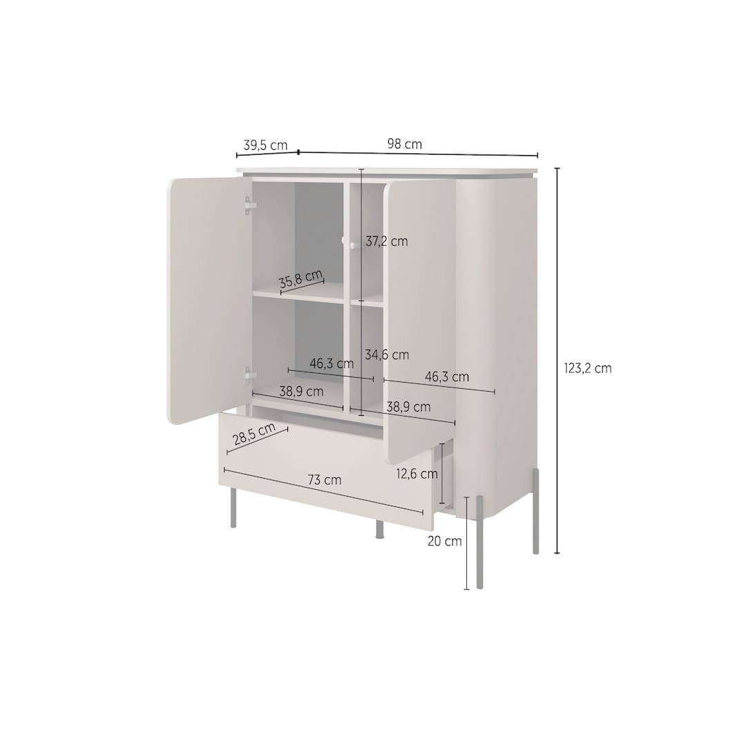 Bello Highboard Cabinet 98cm