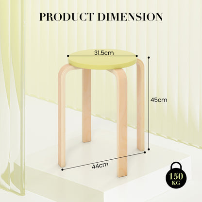 Bentwood Stacking Round Stools Set of 4 with Non-slip Foot Pads-Multicolor