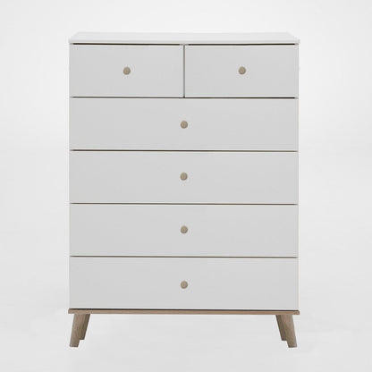 Chest of Drawer BERTEN 4+2 Drawer Chest White and Oak 81cm