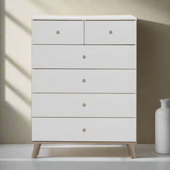 Chest of Drawer BERTEN 4+2 Drawer Chest White and Oak 81cm
