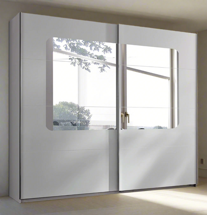 Sliding Wardrobe BERTEN 2 Door Mirrored Wardrobe White 270cm