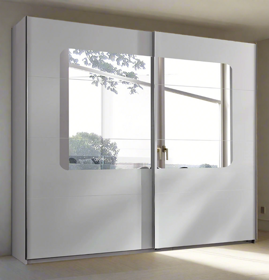 Sliding Wardrobe BERTEN 2 Door Mirrored Wardrobe White 270cm