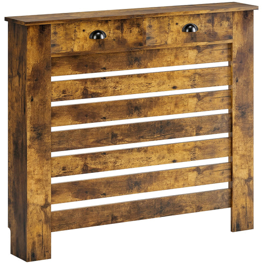 HOMCOM 95.5H x 111Wcm Radiator Cover, with Drawer - Rustic Brown