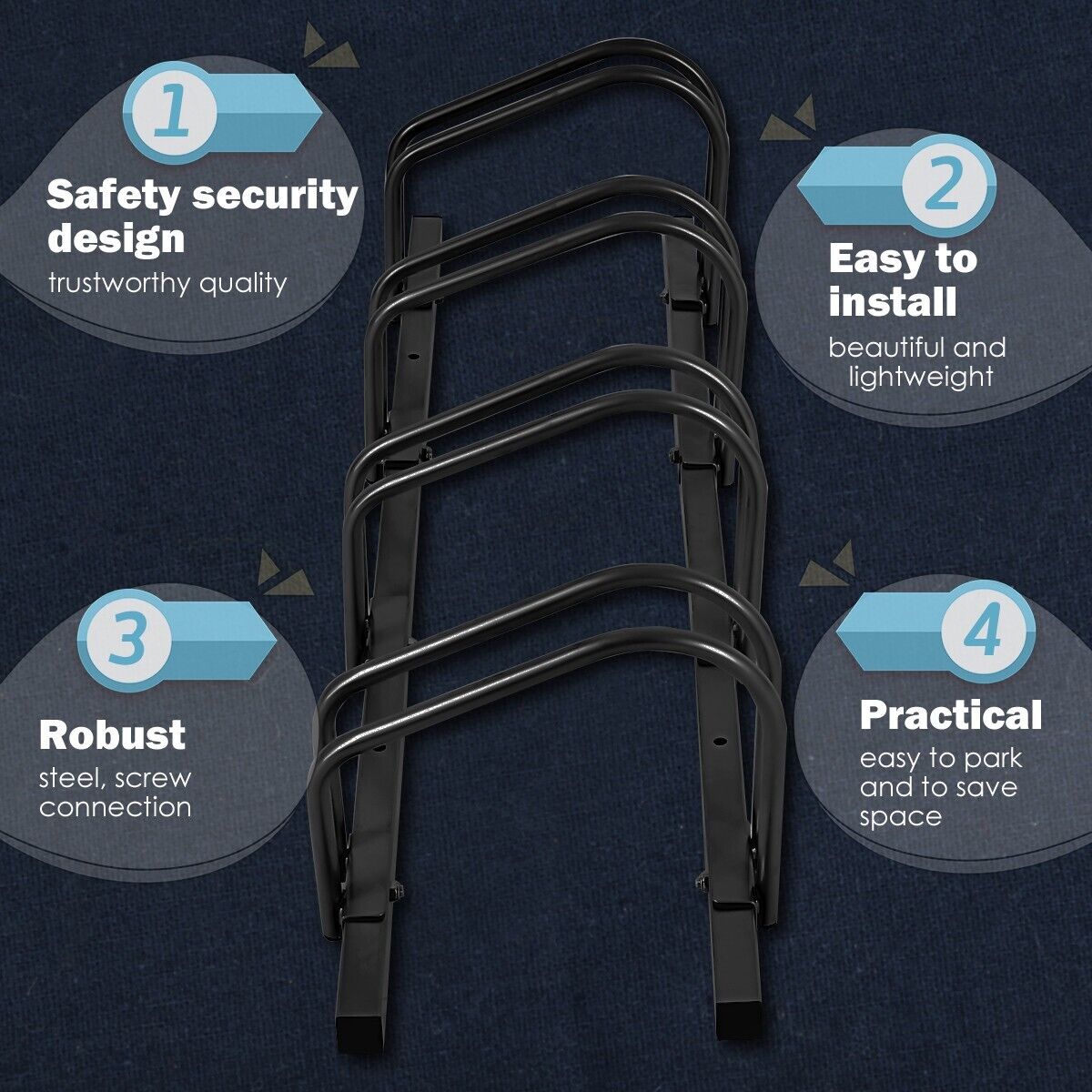 4-Bike Garage Bicycle Storage Rack-Black