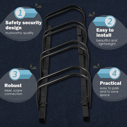 4-Bike Garage Bicycle Storage Rack-Black