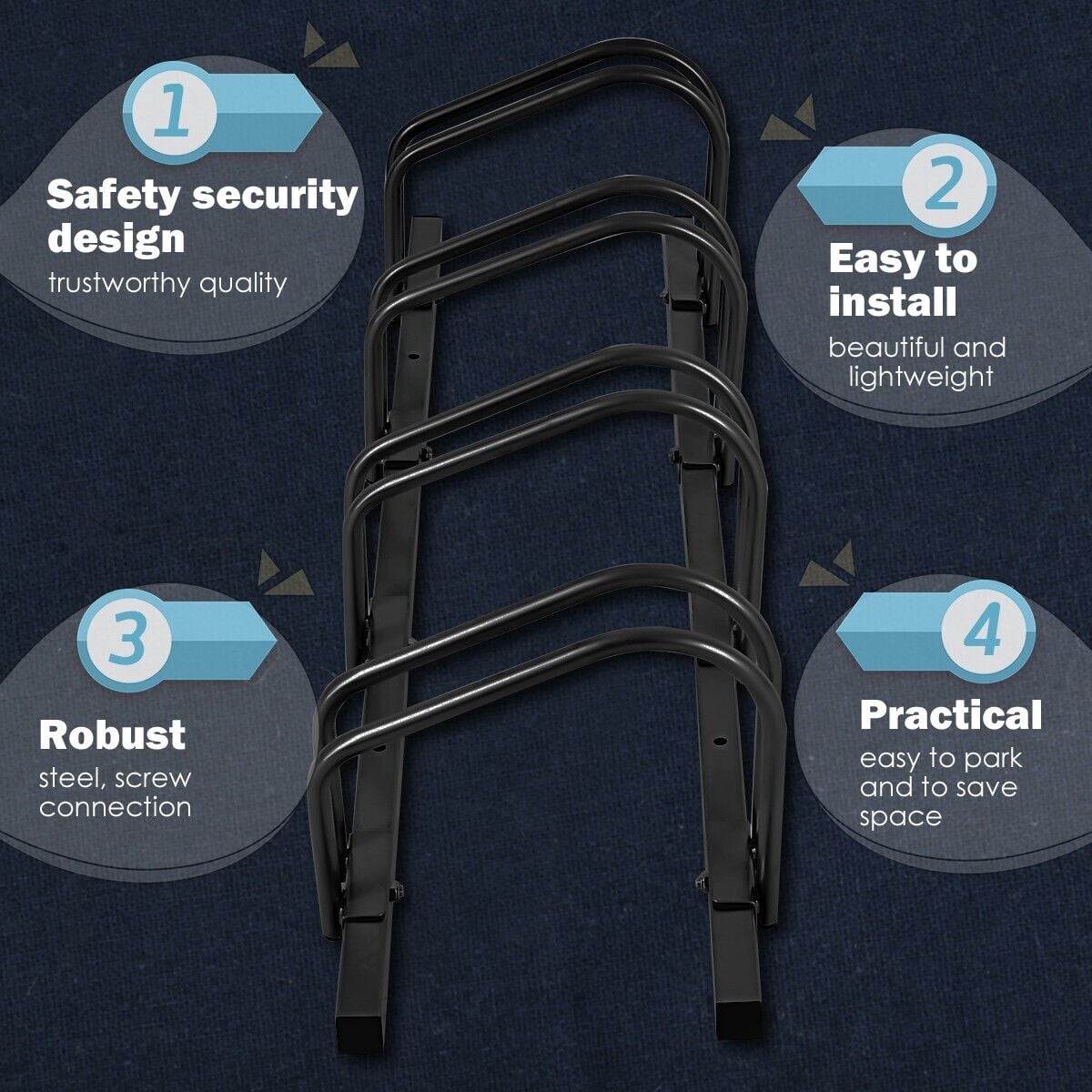 4-Bike Garage Bicycle Storage Rack-Black
