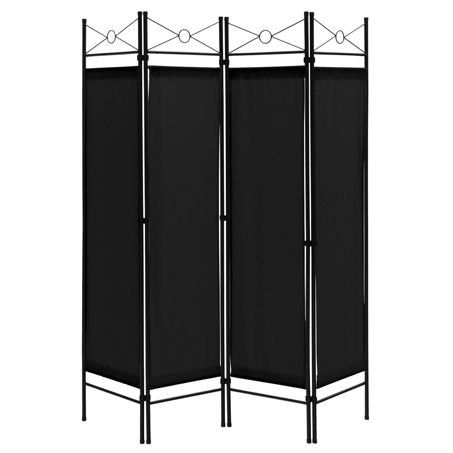 6 Feet 4-Panel Light Weight Room Divider with Polyester Cloth-Black