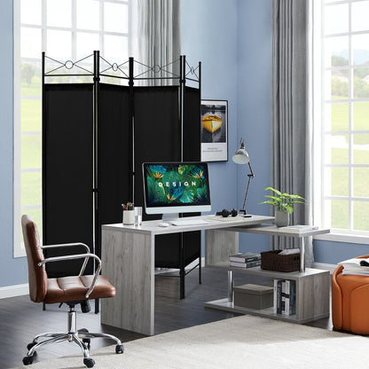 6 Feet 4-Panel Light Weight Room Divider with Polyester Cloth-Black