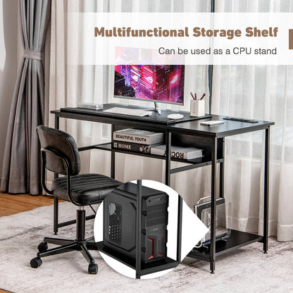 Industrial Computer Desk with Storage Shelf and CPU Stand-Black