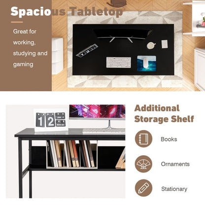 Industrial Computer Desk with Storage Shelf and CPU Stand-Black