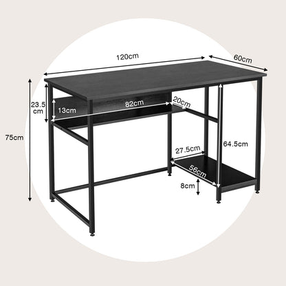 Industrial Computer Desk with Storage Shelf and CPU Stand-Black
