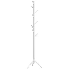 HOMCOM Eight-Hook Wooden Coat Rack - White