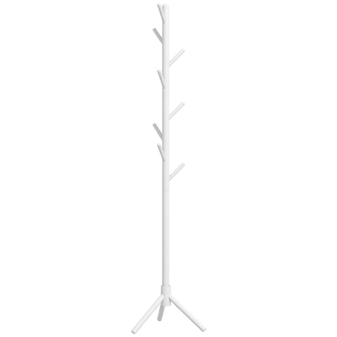 HOMCOM Eight-Hook Wooden Coat Rack - White
