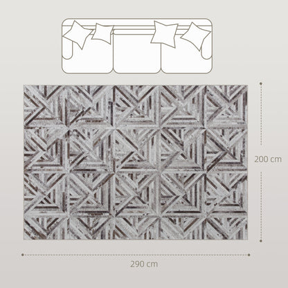 HOMCOM Modern Area Rug, Triangle Pattern Non-Slip Washable Rug, Chenille Floor Carpet for Living Room, Bedroom, Dining Room, Home Office, 290 x 200 cm, Brown