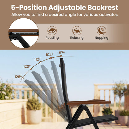 Breathable Fabric Folding Patio Chairs Set of 4-Black