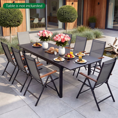 Breathable Fabric Folding Patio Chairs Set of 4-Grey