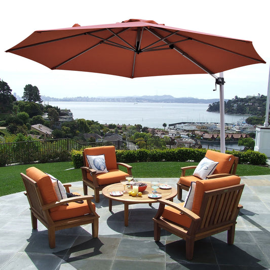 3.3m Patio Cantilever Umbrella with Tilting Adjustment and Cross base-Brick Red