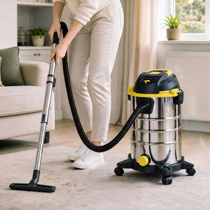HOMCOM 1400W Vacuum Cleaner, 3-in-1 Wet and Dry Vacuum Cleaner with Blowing Mode and 30L Stainless Steel Tank, Yellow