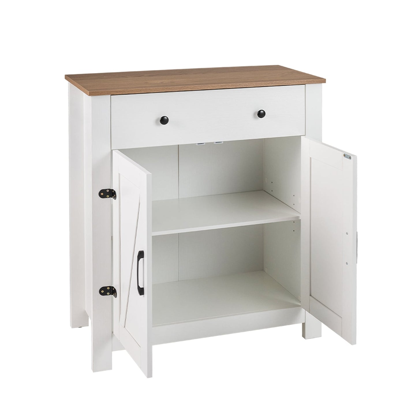 Buffet Cabinet 80 cm Farmhouse Side Board Cabinet with 5-Tier Adjustable Shelf-White