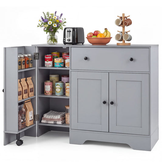 Buffet Cabinet with Storage with 3 Doors Drawers and Shelves-Grey