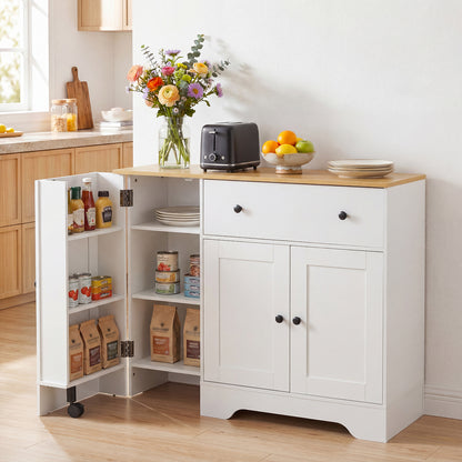 Buffet Cabinet with Storage with 3 Doors Drawers and Shelves-White