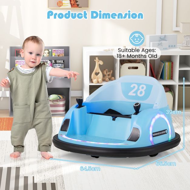 Kids Ride on Battery Powered Bumping Car with Flashing LED Lights-Navy