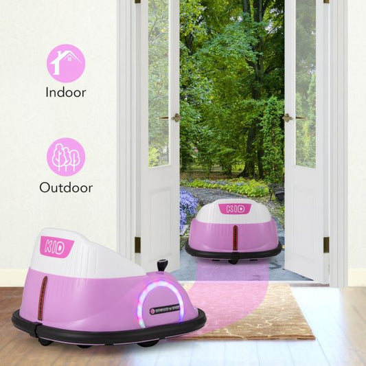 Kids Ride on Battery Powered Bumping Car with Flashing LED Lights-Pink