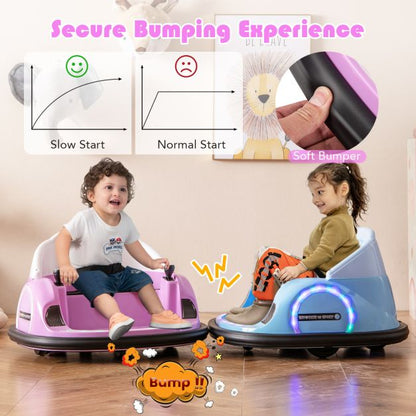 Kids Ride on Battery Powered Bumping Car with Flashing LED Lights-Pink