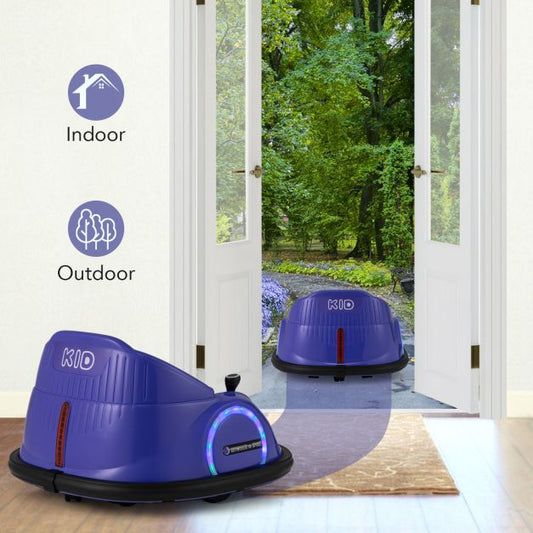 Kids Ride on Battery Powered Bumping Car with Flashing LED Lights-Purple