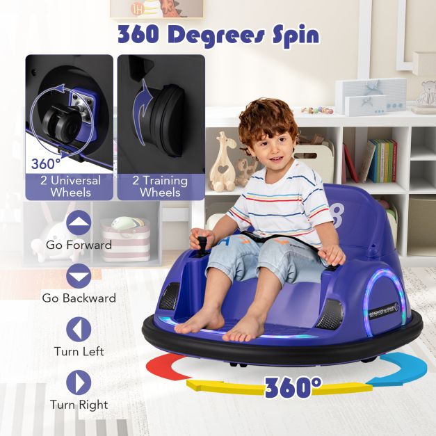 Kids Ride on Battery Powered Bumping Car with Flashing LED Lights-Purple